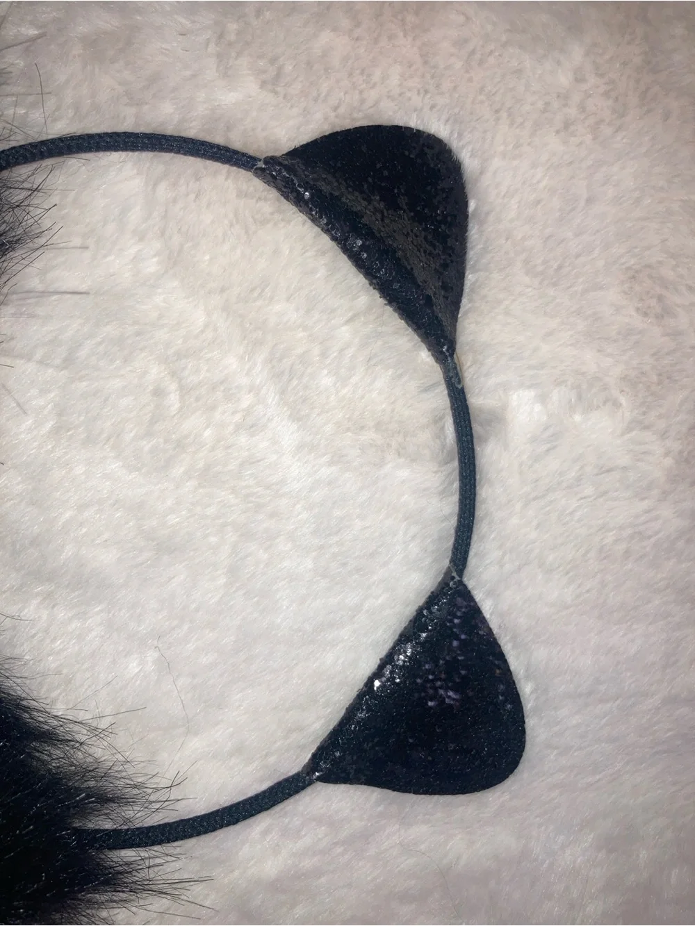 Kids Black Cat Ear Faux Fur Headband Earmuffs